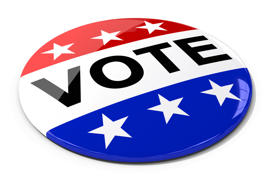 Patriotic Election Button Graphic on Transparent Background