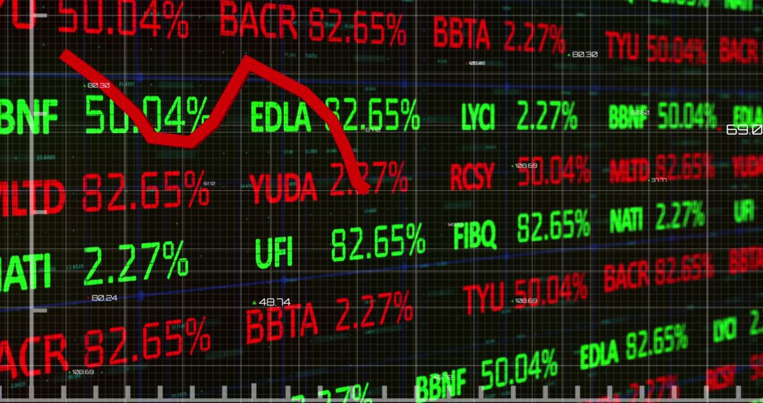 Falling Red Line on Global Stock Market Display