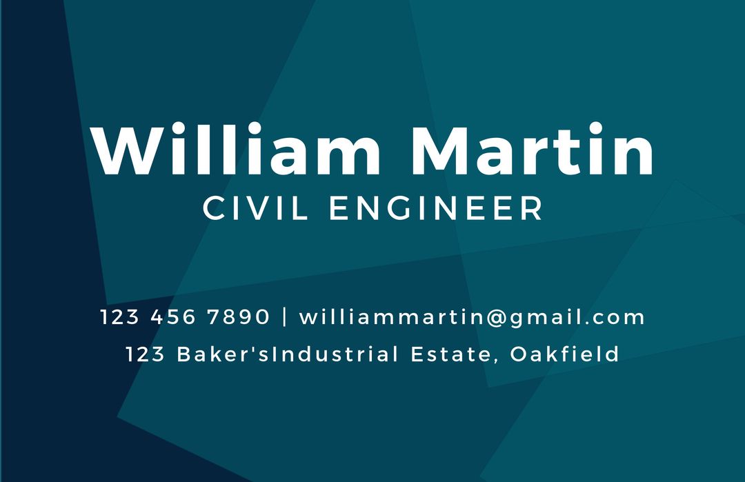 Corporate Business Card for Civil Engineer with Contact Details - Download Free Stock Templates Pikwizard.com
