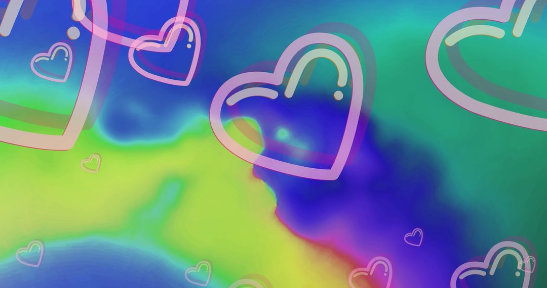 Colorful Abstract Hearts With Gradient Background