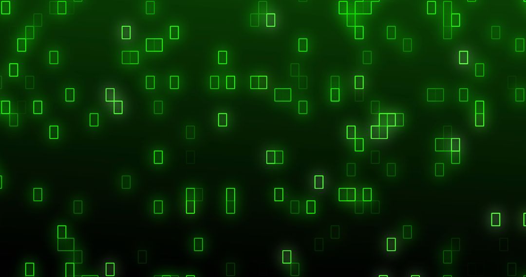 Abstract Green Digital Matrix of Illuminated Squares