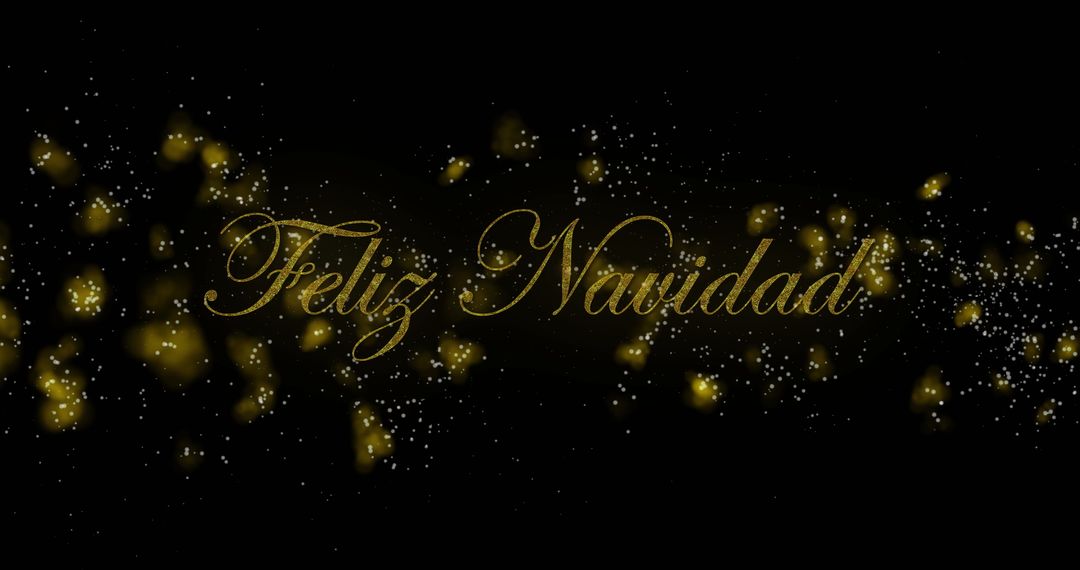 Feliz Navidad Text on Sparkling Black Background
