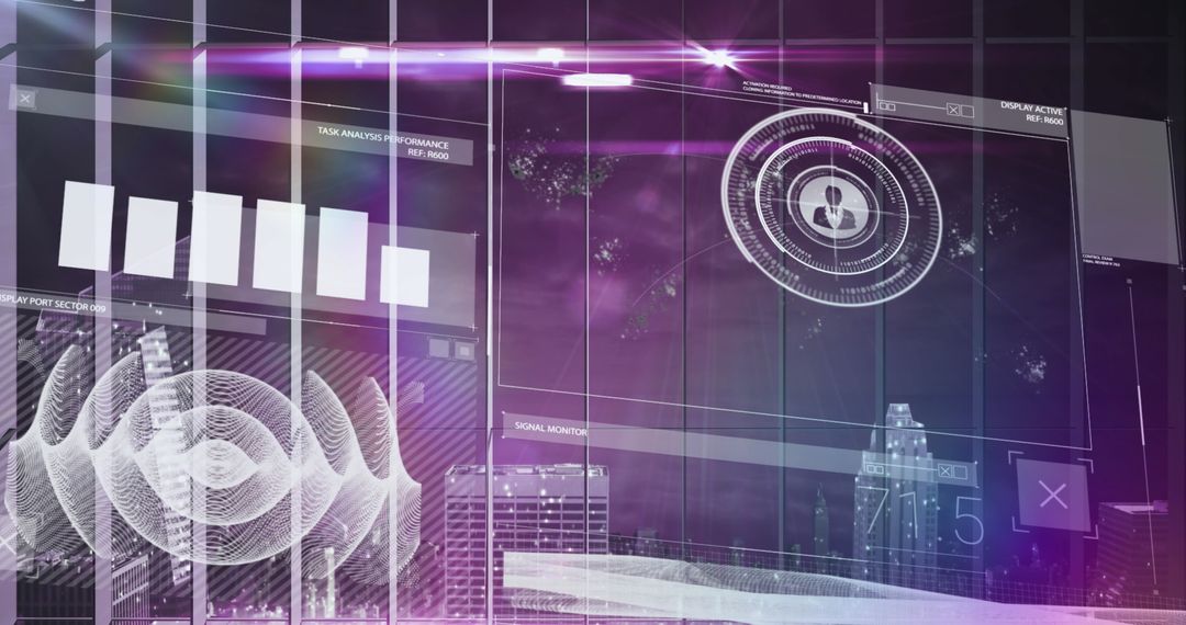 Digital Interface Displaying Data and Technology Patterns