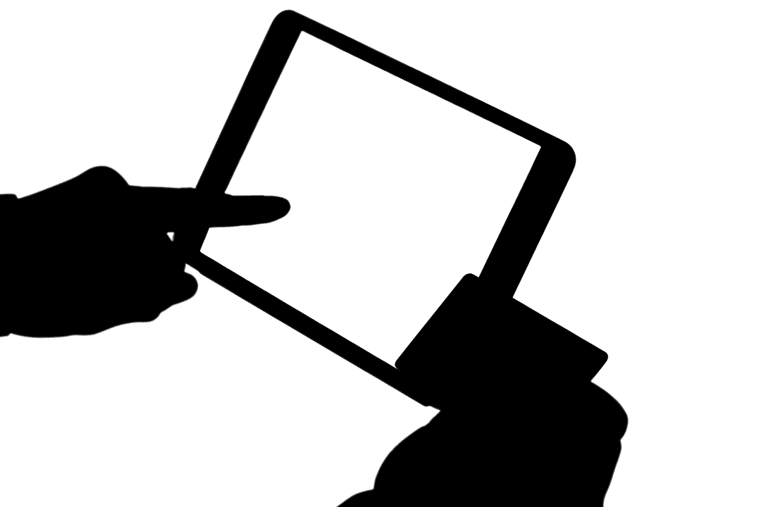 Transparent Silhouette of Hands Using Tablet