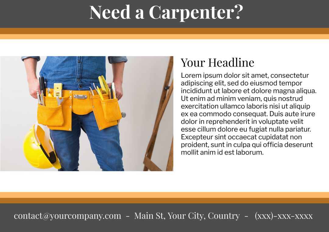 Professional Carpenter Advert with Tools and Helmet for Home Improvement  Services from Pikwizard