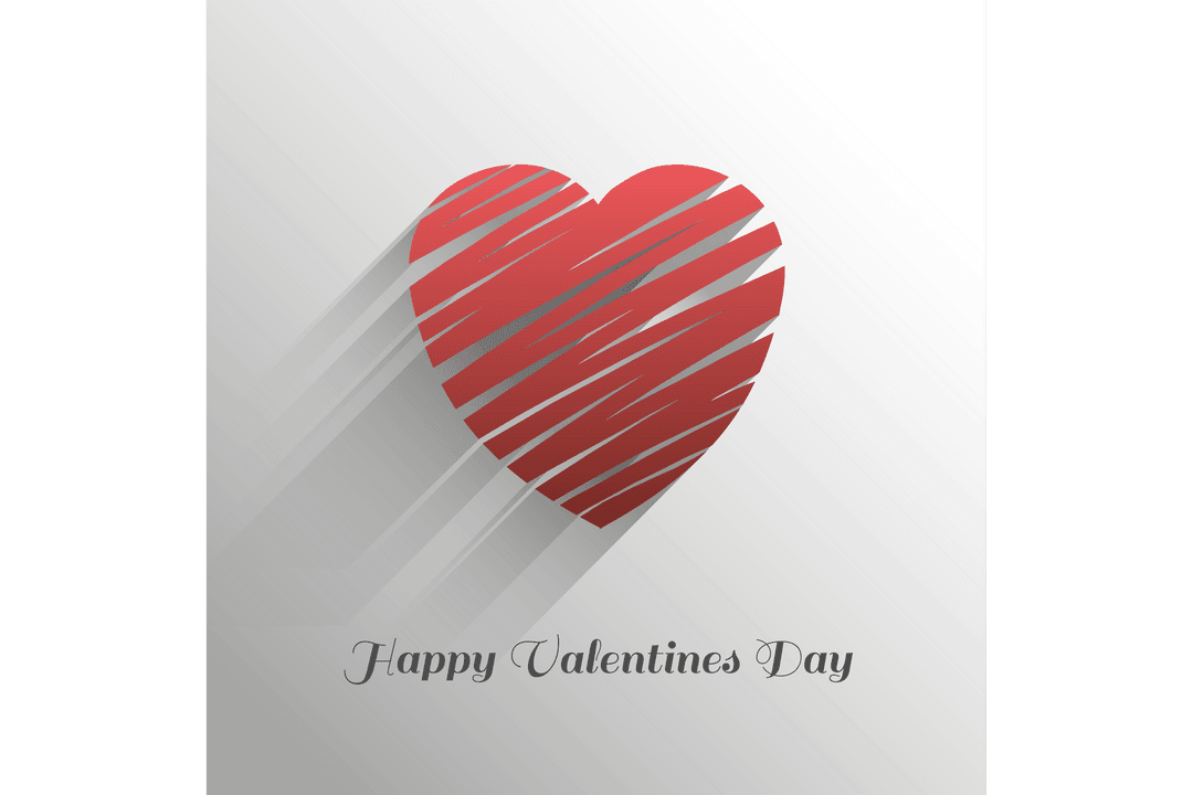 Valentine's Day Red Heart with Text on Transparent Background Illustration