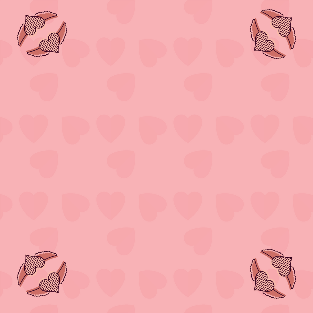 Romantic Red Heart Pattern on Pink Transparent Background