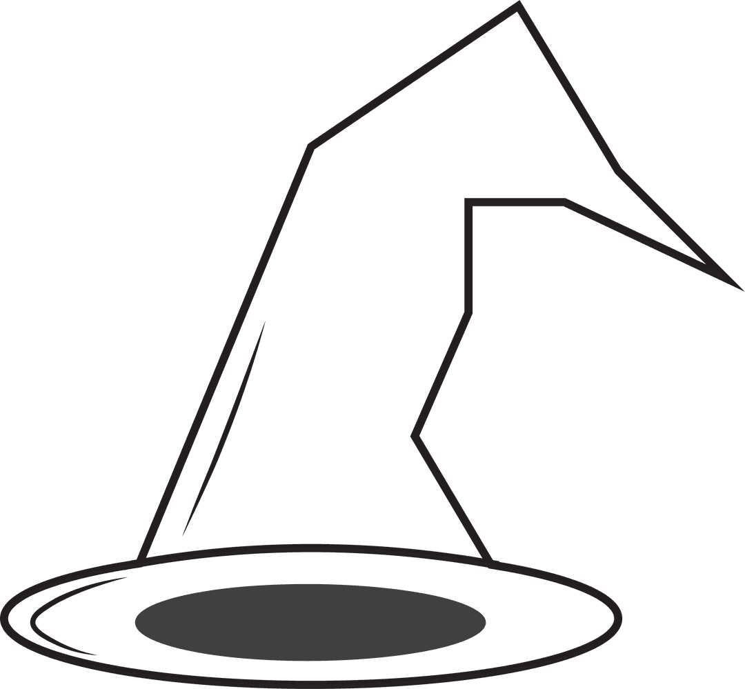 Black Witch Hat Illustration on Transparent Background