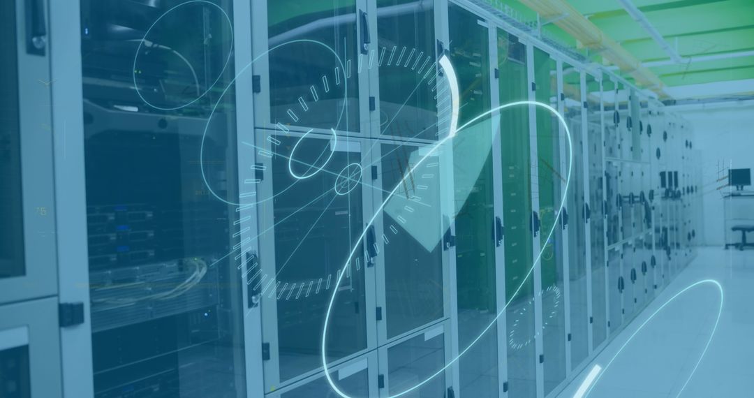 5G Technology Overlay on Modern Server Room