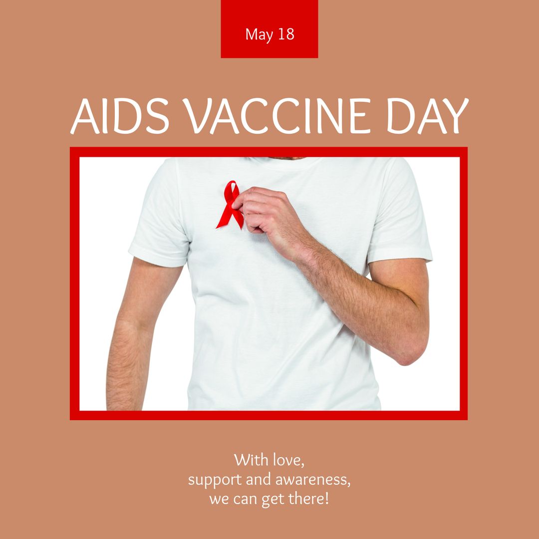 AIDS Vaccine Day Awareness with Red Ribbon
