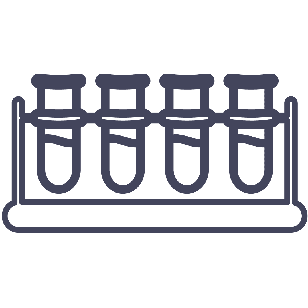 transparent illustration of test flasks in rack for science