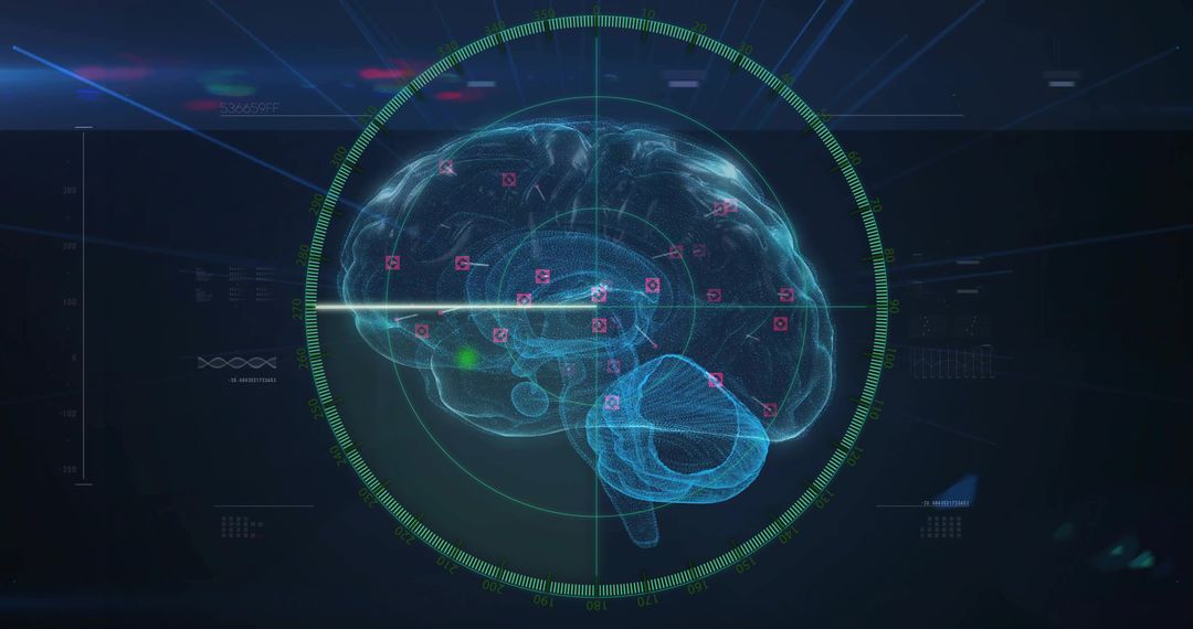 Holographic 3D Brain with Diagnostic Interface in Futuristic Design