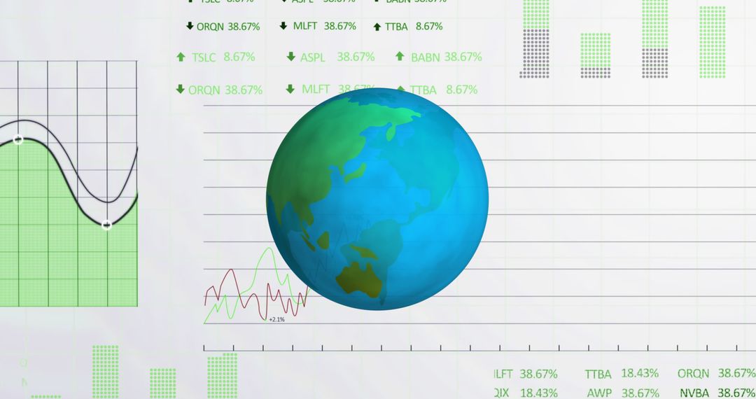 Spinning Globe Over Financial Data Background Symbolizing Global Business