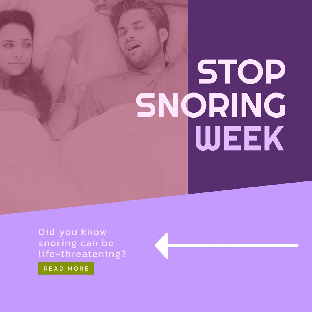 Stop Snoring Week Awareness Poster with Sleeping Couple - Download Free Stock Templates Pikwizard.com