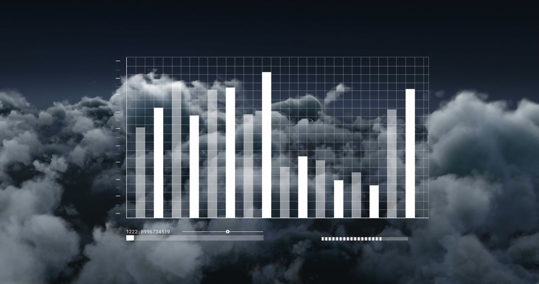 Digital Graph of Financial Data Overlays Cloudy Horizon