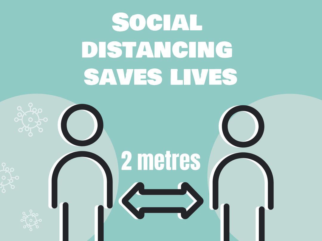 Social Distancing Poster Illustrating Health Safety Protocols