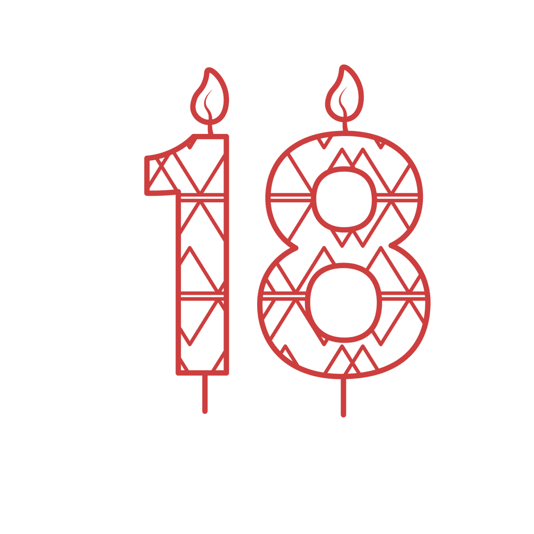 Red 18th Birthday Candle Illustration on Transparent Background
