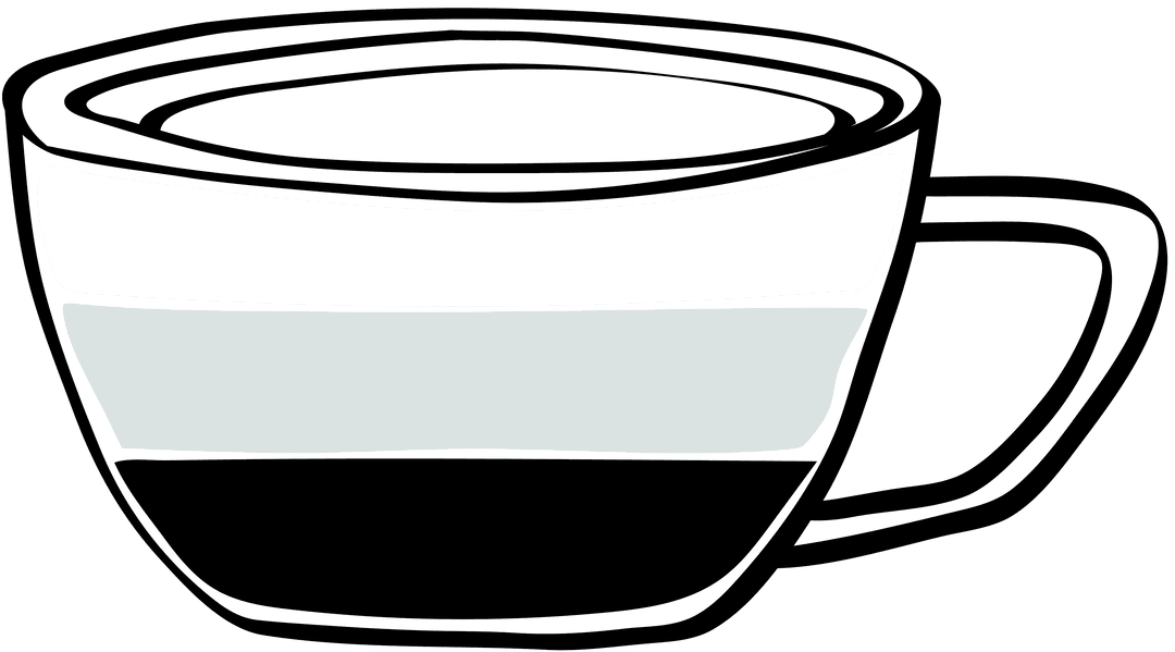 Transparent Coffee Cup Illustration in Simple Black and White Design