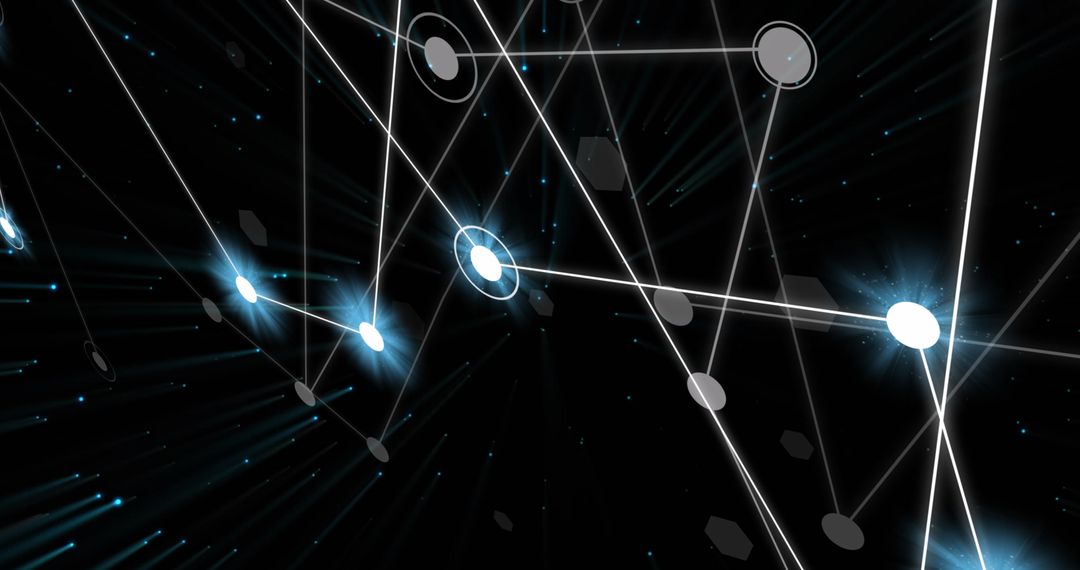 Digital Network Connections on Black Background Representing Technology