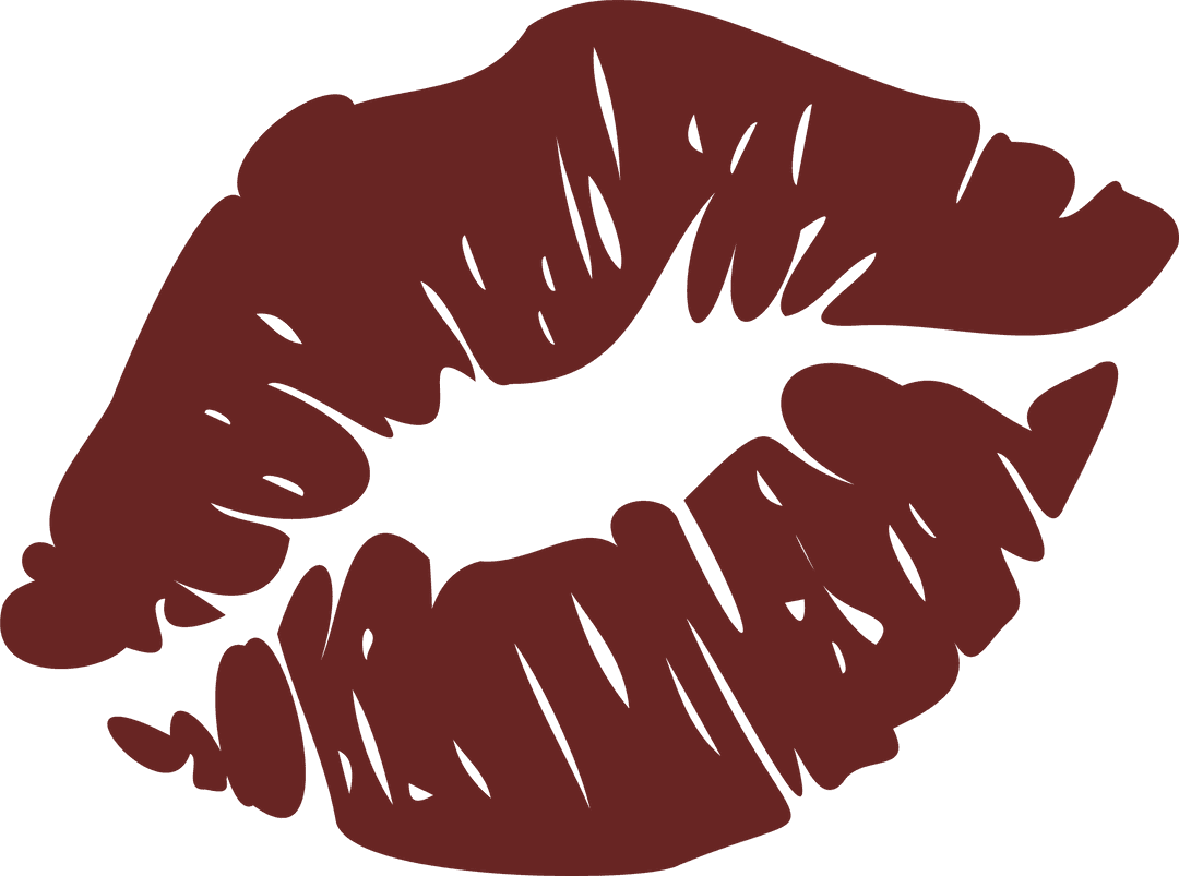 Red Lipstick Print on Transparent Background Icon Design