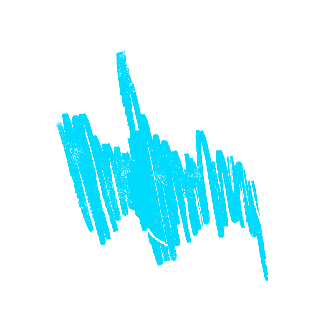 Cyan Abstract Waveform Scribble on Transparent Background