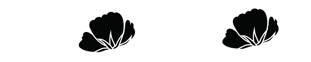 Transparent Background with Black Floral Shapes and Outlined Leaves