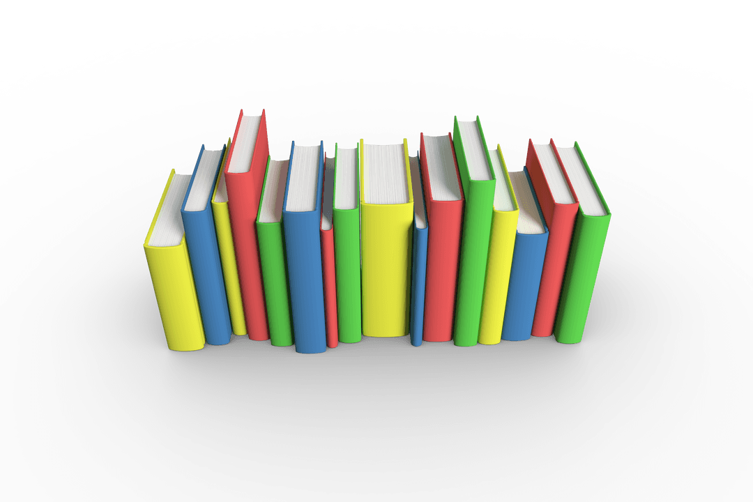 Colorful Books Illustrating Learning on Transparent Background