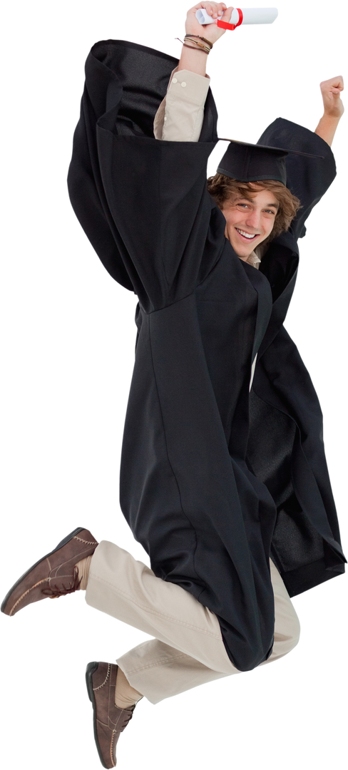 Transparent Image of Happy Male Student Jumping in Graduation Attire - Download Free Stock Images Pikwizard.com