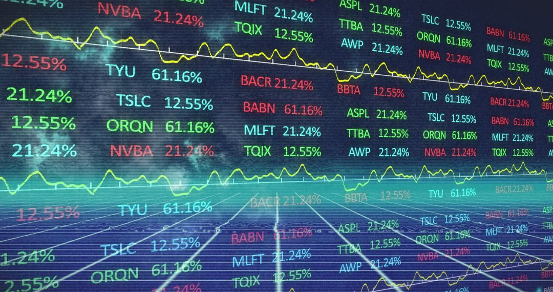 Digital Stock Market Data with Network Grid Overlay