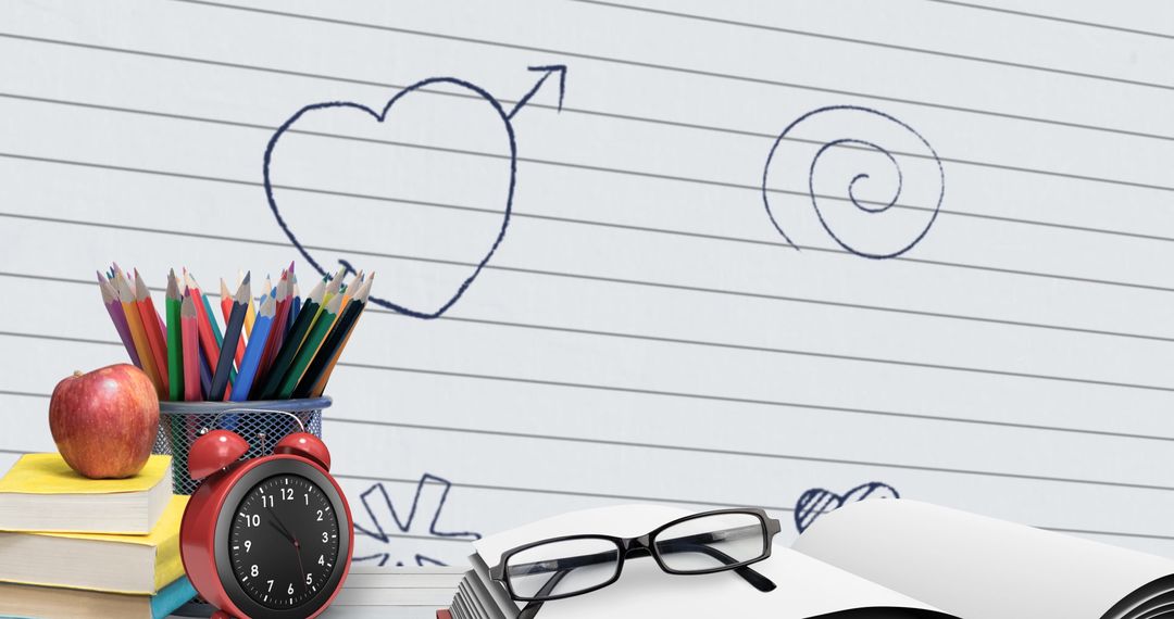 Back to School Concept with Supplies and Drawings