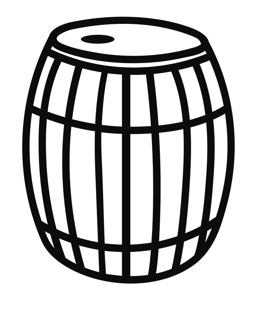 Transparent Black Outline Barrel Icon Vector Illustration