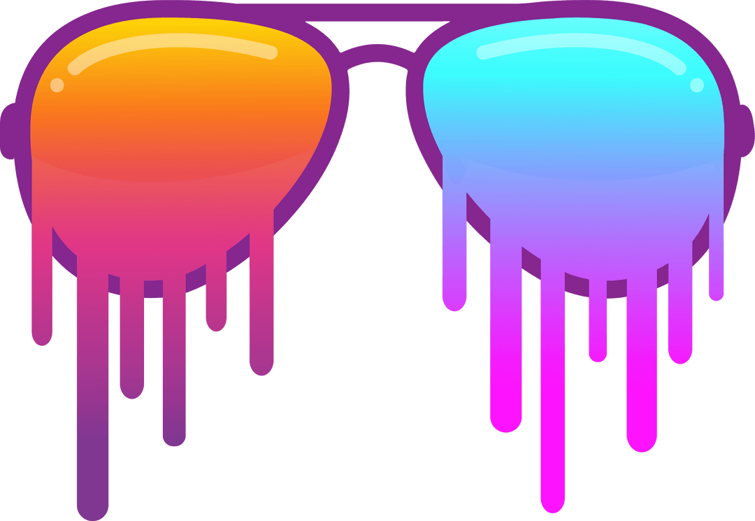 Dripping Gradient Aviator Sunglasses on Transparent Background