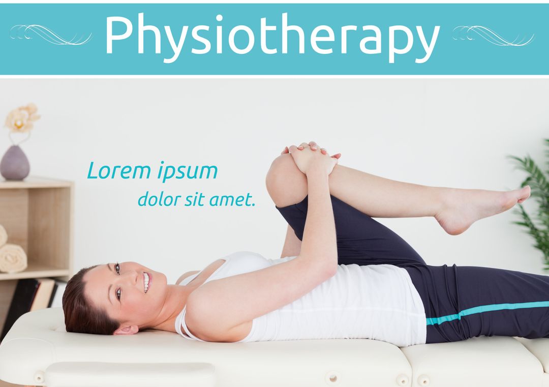 Smiling Woman Practicing Physiotherapy Exercise on Bench