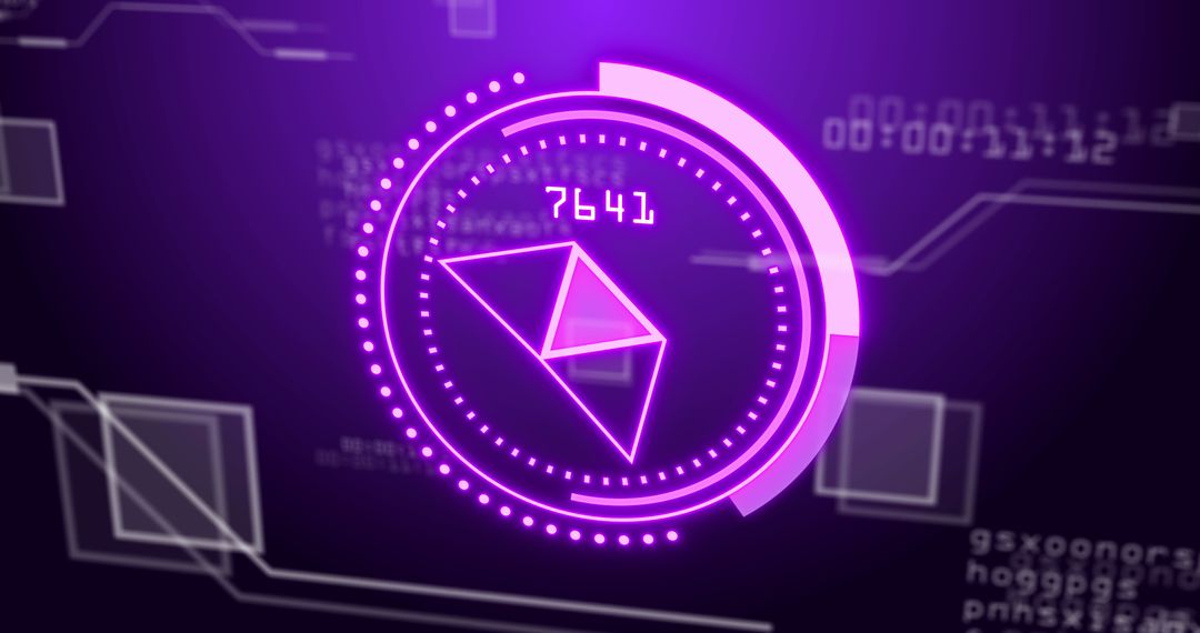 Futuristic Digital Data Scanner with Purple HUD Interface