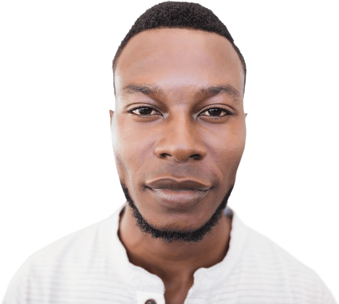 Close-up Portrait of Young Man on Transparent Background