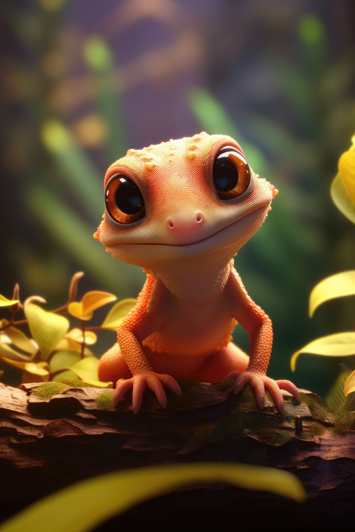 Close up of cute gecko on branch in nature, created using generative ai technology - Free Images, Stock Photos and Pictures on Pikwizard.com