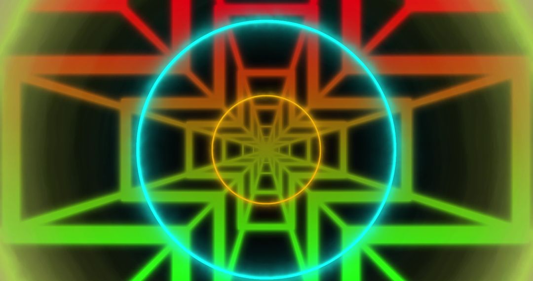 Abstract Neon Circles Over Geometric Patterns Sci-fi Interface