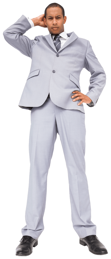 Confident Businessman Posing with Hand on Hip, Transparent Background