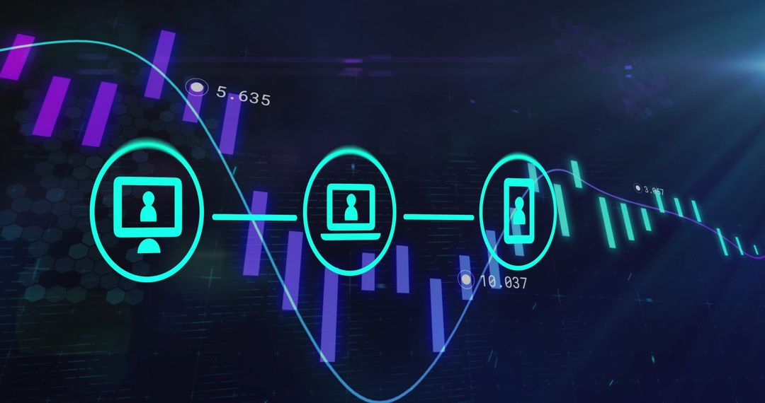 Digital Finance Technology with Glowing Icons