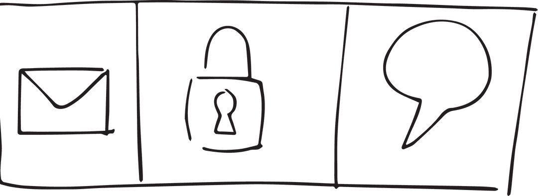 Transparent Media Icons with Lock and Message Symbols