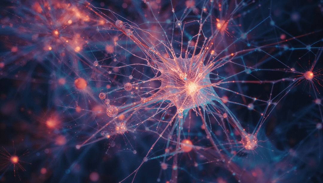 Futuristic Neural Network Glow with Filamentary Connections