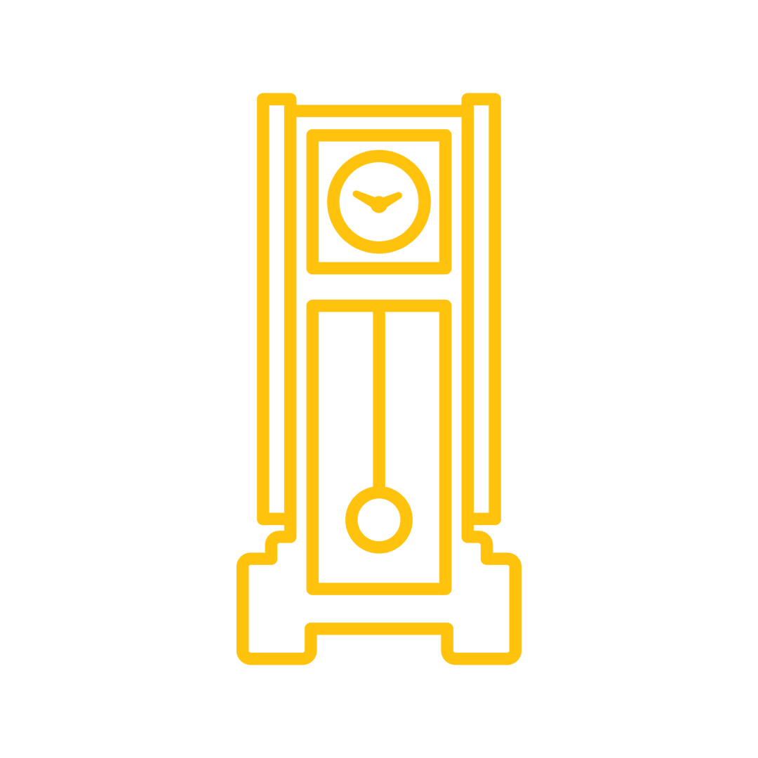Yellow Grandfather Clock Silhouette on Transparent Background