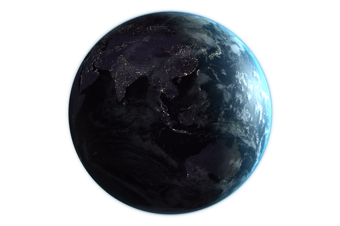 Planet Earth Transparent Background View at Night with Visible City Lights - Download Free Stock Images Pikwizard.com