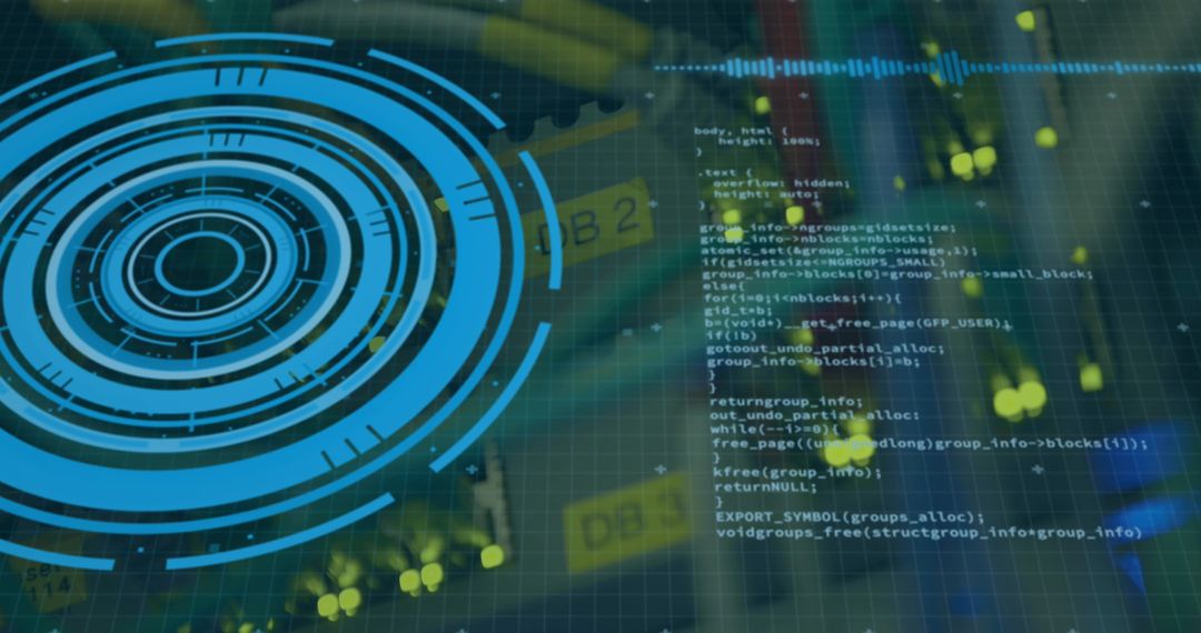 Futuristic Digital Interface with Code and Data Processing - Free Images, Stock Photos and Pictures on Pikwizard.com