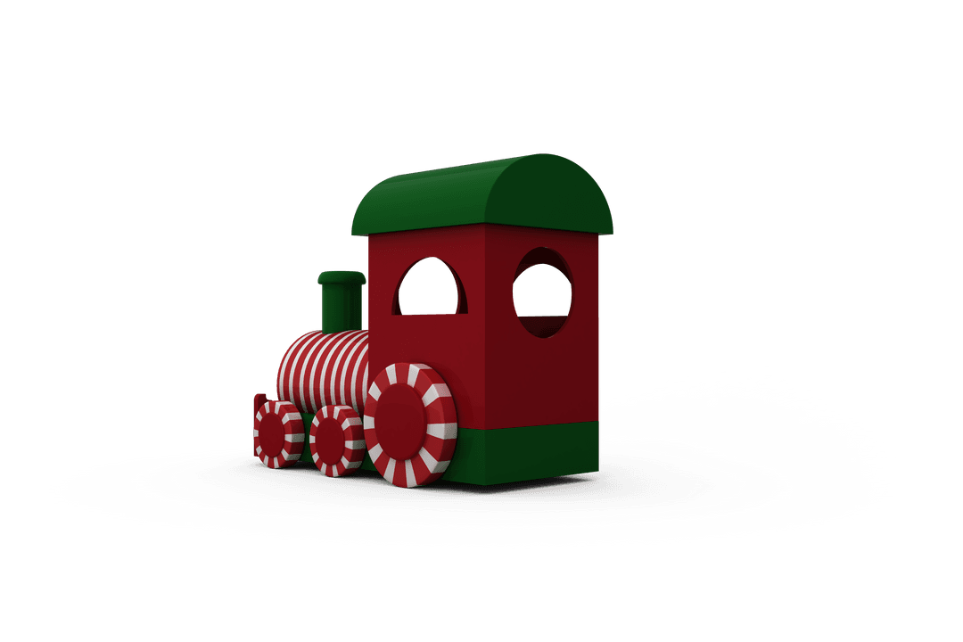 Festive Toy Train Engine on Transparent Background