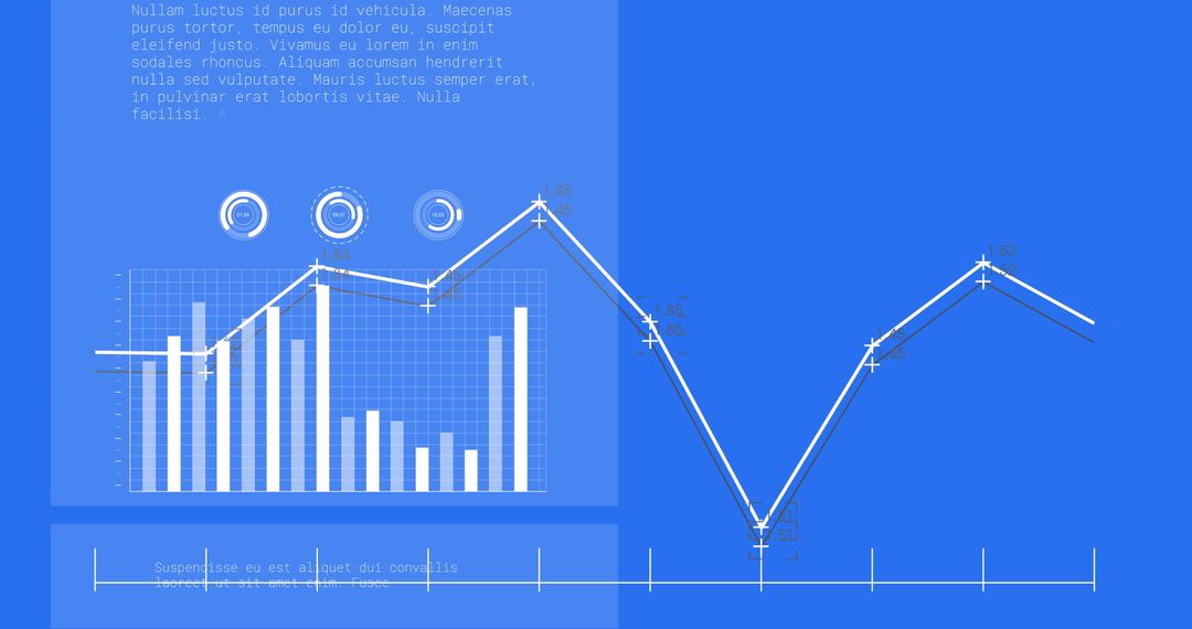 Digital Interface of Global Data and Statistics on Blue Background