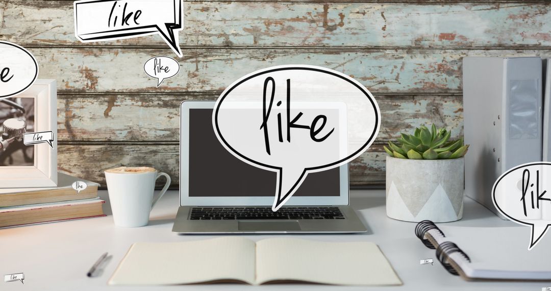 Social Media Integration in Modern Workspace Concept