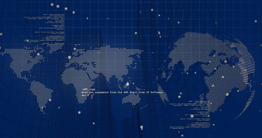 Digital Data Visualization with World Map and Spinning Globe