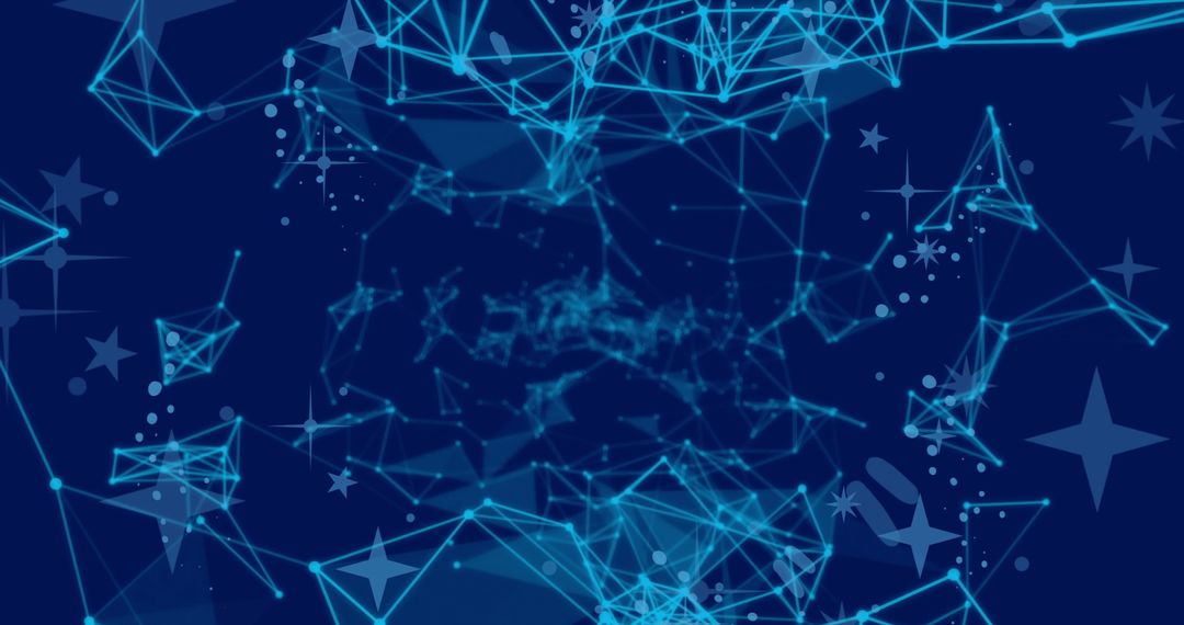 Abstract Digital Network with Geometric Lines and Star Motifs