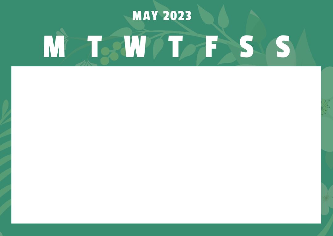 Spring-Themed Calendar Template May 2023 for Planning and Wellness Tracking - Download Free Stock Templates Pikwizard.com